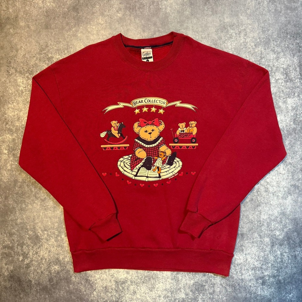 Vintage‎ Gopher Sport Bear Collector Red Sweatshirt Made in USA Womens Large